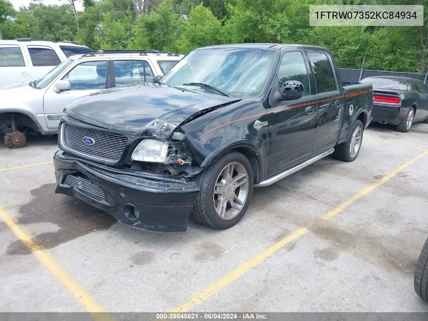 2002 Ford F-150 Lariat VIN: 1FTRW07352KC84934 Lot: 39545821