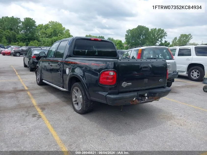 2002 Ford F-150 Lariat VIN: 1FTRW07352KC84934 Lot: 39545821