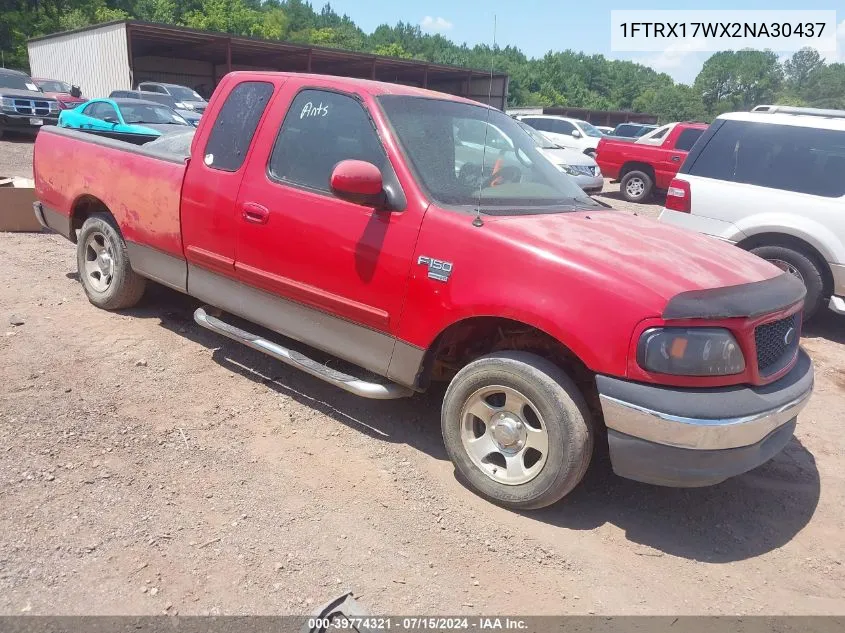 2002 Ford F-150 Lariat/Xl/Xlt VIN: 1FTRX17WX2NA30437 Lot: 39774321