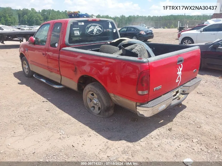 2002 Ford F-150 Lariat/Xl/Xlt VIN: 1FTRX17WX2NA30437 Lot: 39774321