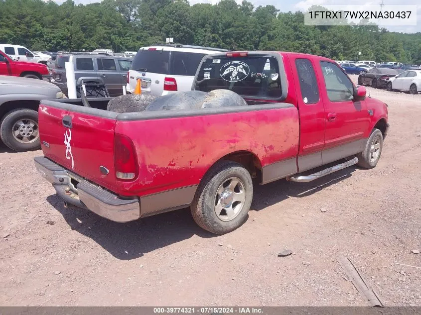 2002 Ford F-150 Lariat/Xl/Xlt VIN: 1FTRX17WX2NA30437 Lot: 39774321