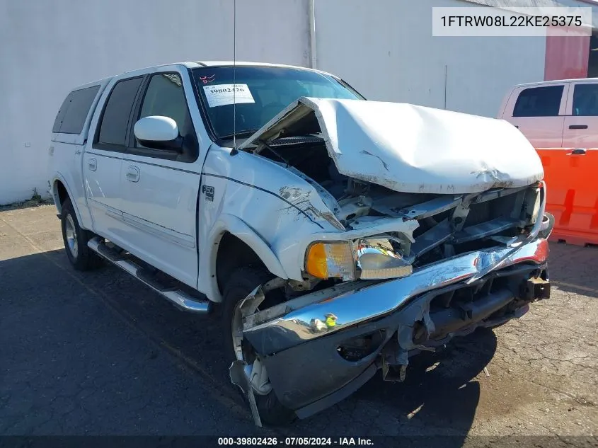 2002 Ford F-150 Lariat/Xlt VIN: 1FTRW08L22KE25375 Lot: 39802426