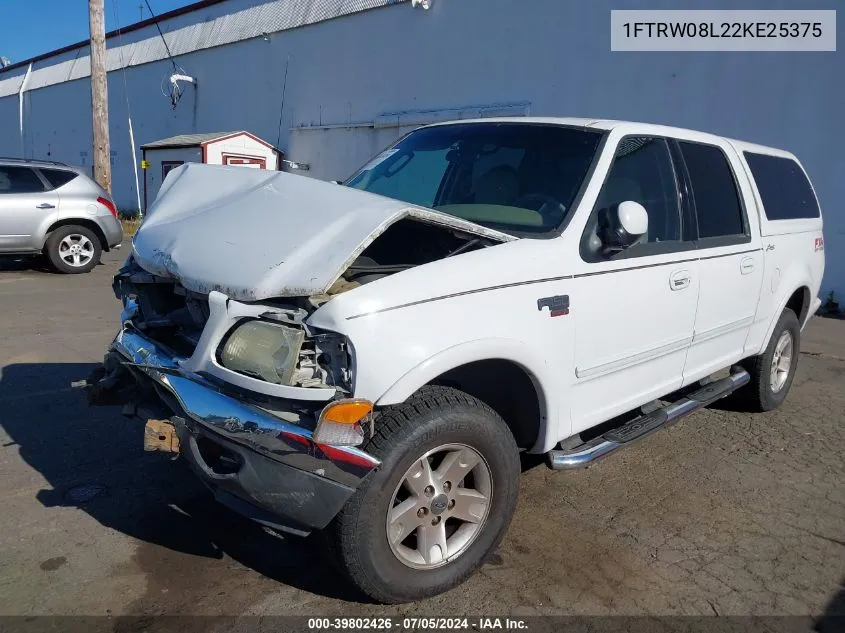 2002 Ford F-150 Lariat/Xlt VIN: 1FTRW08L22KE25375 Lot: 39802426