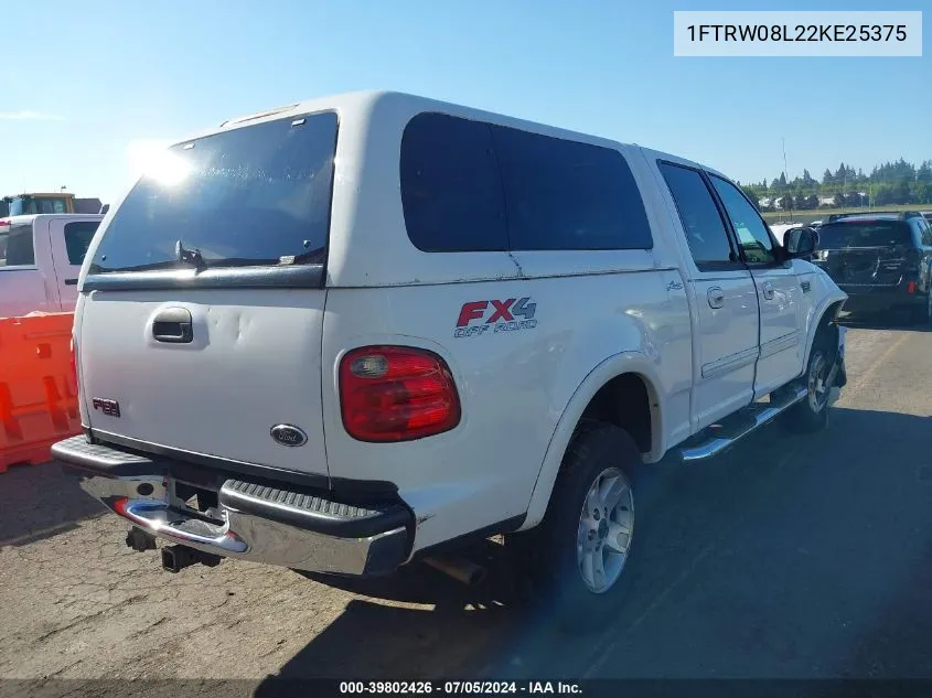 2002 Ford F-150 Lariat/Xlt VIN: 1FTRW08L22KE25375 Lot: 39802426