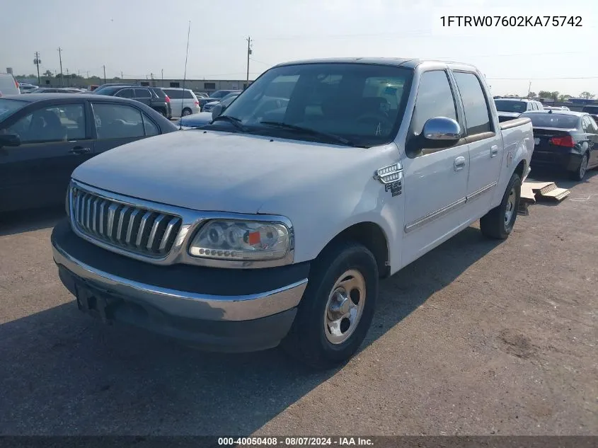 2002 Ford F-150 King Ranch/Lariat/Xlt VIN: 1FTRW07602KA75742 Lot: 40050408