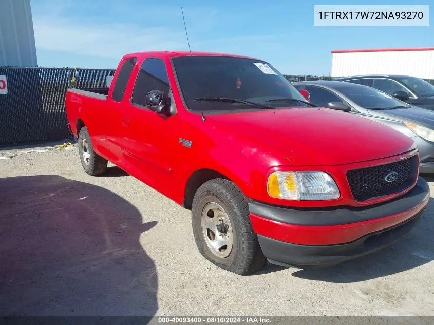 2002 Ford F-150 Lariat/Xl/Xlt VIN: 1FTRX17W72NA93270 Lot: 40093400