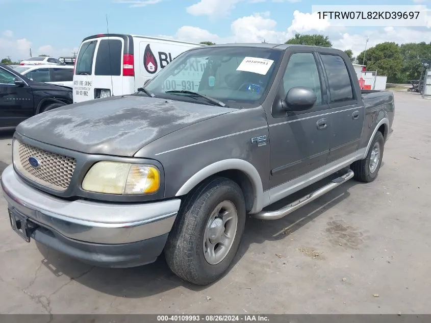 2002 Ford F-150 Lariat/Xlt VIN: 1FTRW07L82KD39697 Lot: 40109993