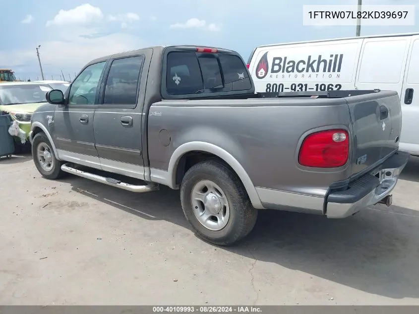 2002 Ford F-150 Lariat/Xlt VIN: 1FTRW07L82KD39697 Lot: 40109993