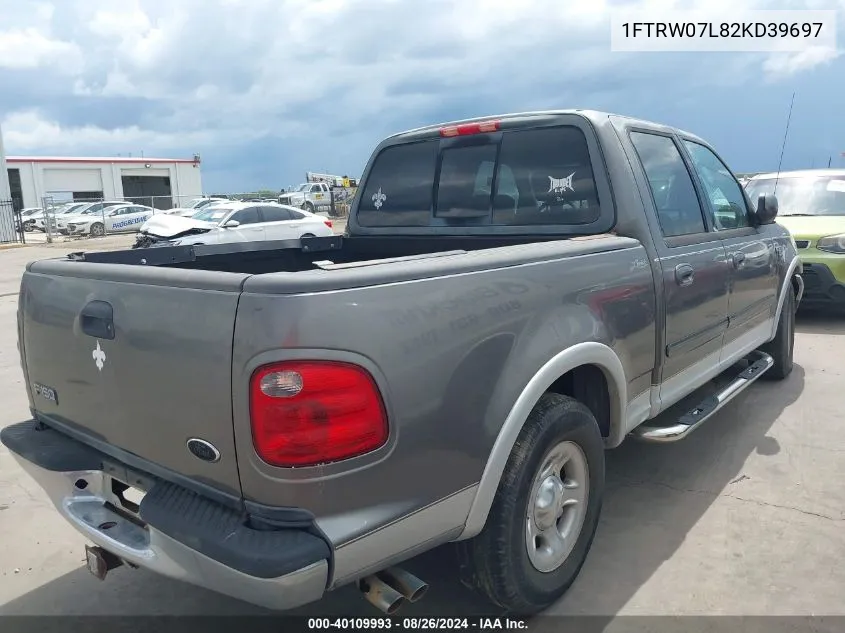 2002 Ford F-150 Lariat/Xlt VIN: 1FTRW07L82KD39697 Lot: 40109993