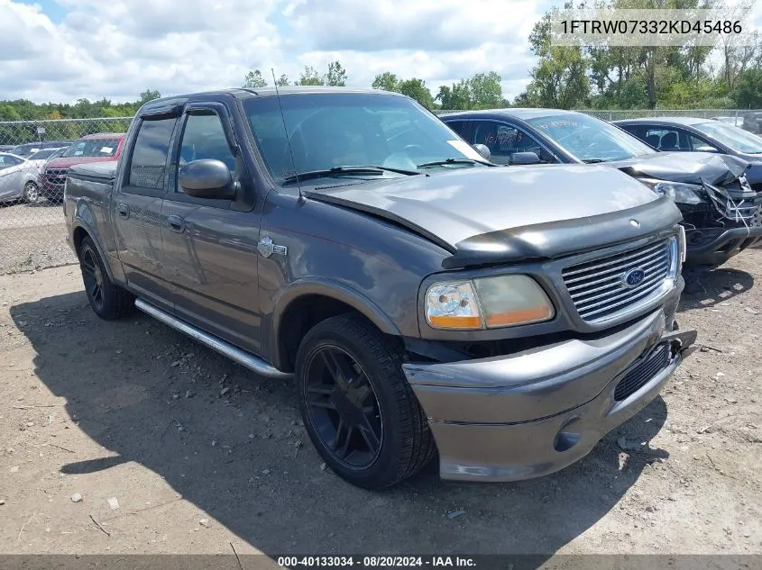 2002 Ford F-150 Lariat VIN: 1FTRW07332KD45486 Lot: 40133034