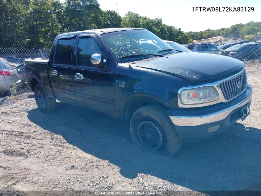 2002 Ford F-150 Lariat/Xlt VIN: 1FTRW08L72KA83129 Lot: 40216341