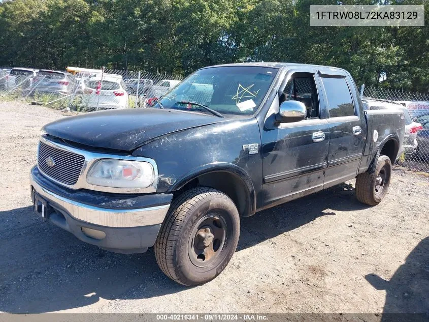 2002 Ford F-150 Lariat/Xlt VIN: 1FTRW08L72KA83129 Lot: 40216341