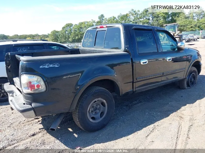 2002 Ford F-150 Lariat/Xlt VIN: 1FTRW08L72KA83129 Lot: 40216341