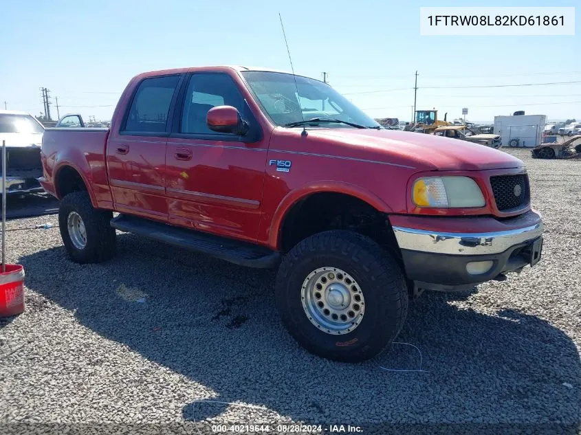 2002 Ford F-150 Lariat/Xlt VIN: 1FTRW08L82KD61861 Lot: 40219644