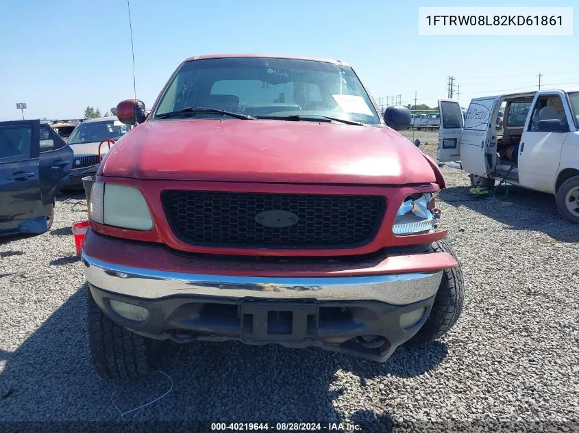 2002 Ford F-150 Lariat/Xlt VIN: 1FTRW08L82KD61861 Lot: 40219644