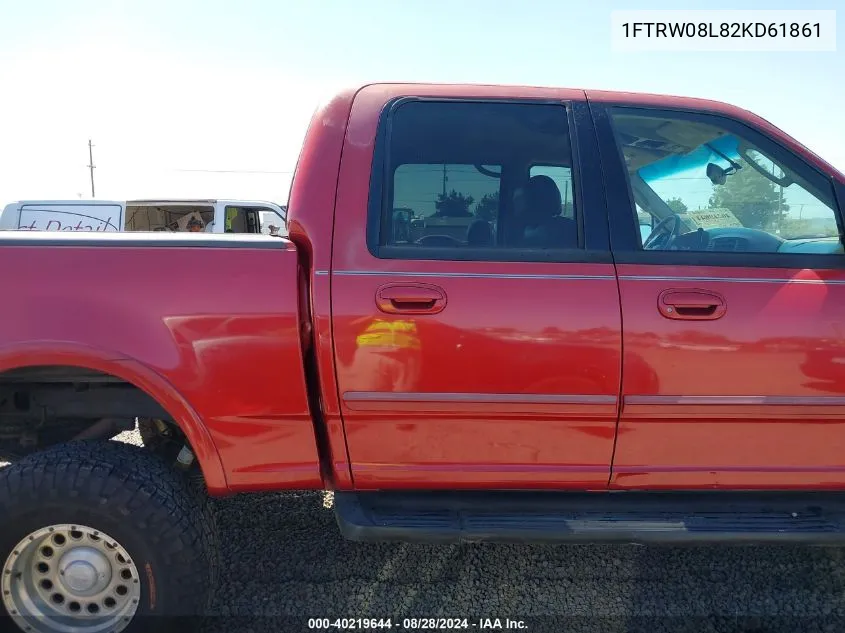 2002 Ford F-150 Lariat/Xlt VIN: 1FTRW08L82KD61861 Lot: 40219644