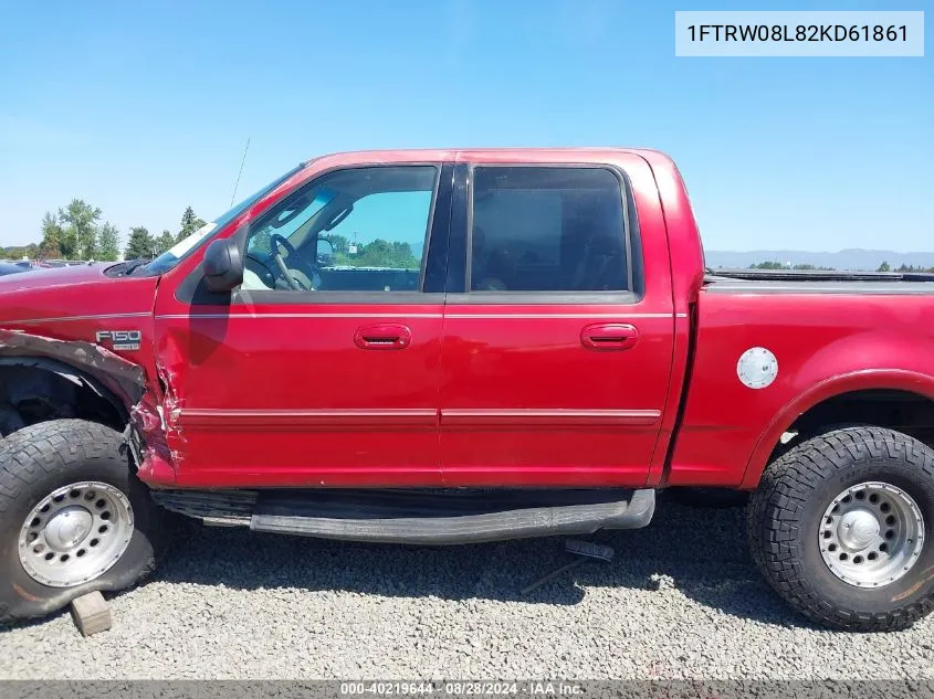 2002 Ford F-150 Lariat/Xlt VIN: 1FTRW08L82KD61861 Lot: 40219644