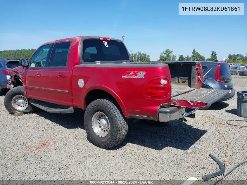 2002 Ford F-150 Lariat/Xlt VIN: 1FTRW08L82KD61861 Lot: 40219644