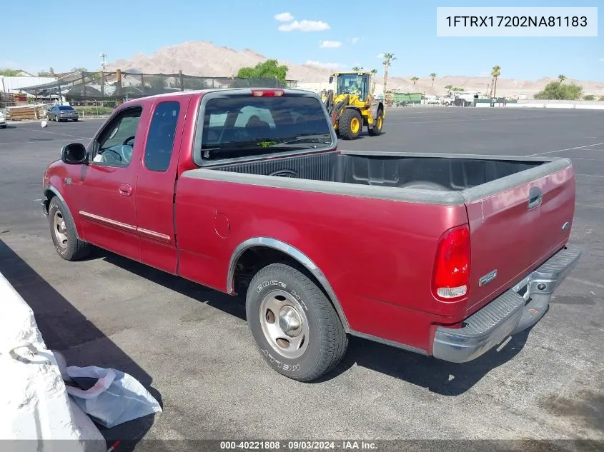 2002 Ford F-150 Xl/Xlt VIN: 1FTRX17202NA81183 Lot: 40221808