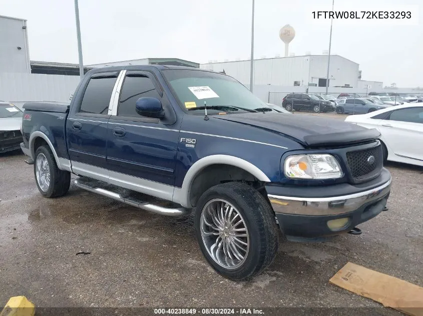 2002 Ford F-150 Lariat/Xlt VIN: 1FTRW08L72KE33293 Lot: 40238849