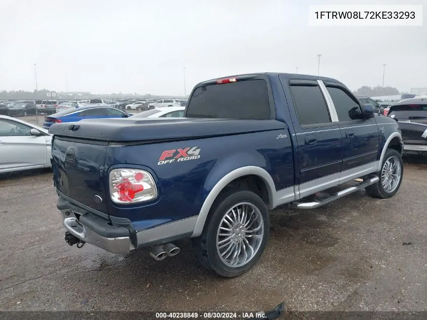 1FTRW08L72KE33293 2002 Ford F-150 Lariat/Xlt