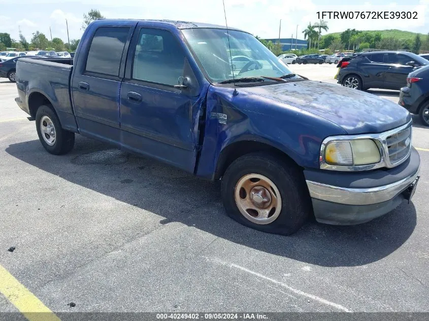 2002 Ford F150 Supercrew VIN: 1FTRW07672KE39302 Lot: 40249402