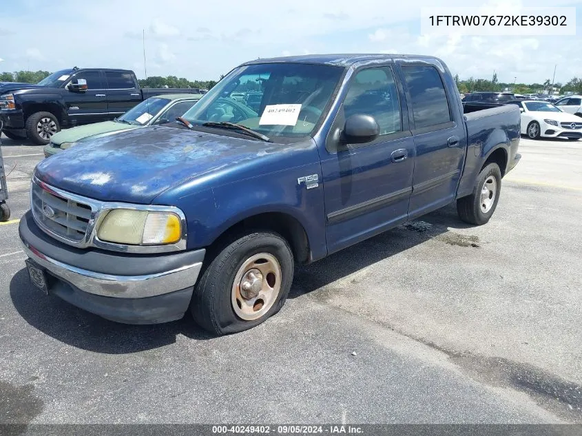 2002 Ford F150 Supercrew VIN: 1FTRW07672KE39302 Lot: 40249402