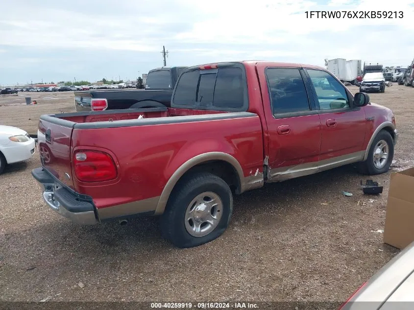 1FTRW076X2KB59213 2002 Ford F-150 Lariat/Xlt