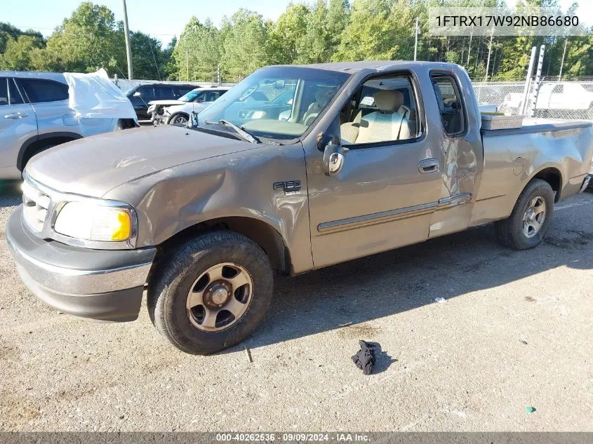 2002 Ford F-150 Lariat/Xl/Xlt VIN: 1FTRX17W92NB86680 Lot: 40262536