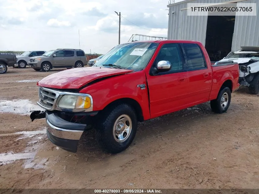 2002 Ford F-150 Lariat/Xlt VIN: 1FTRW07622KC67065 Lot: 40278003