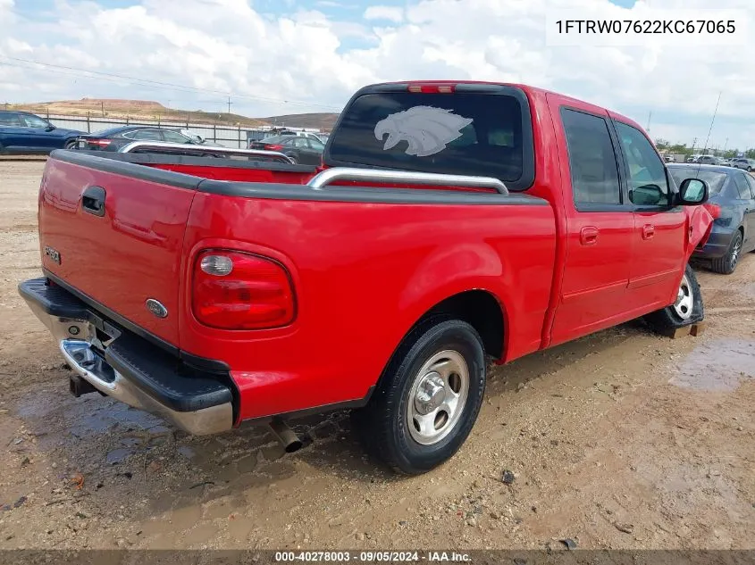 2002 Ford F-150 Lariat/Xlt VIN: 1FTRW07622KC67065 Lot: 40278003