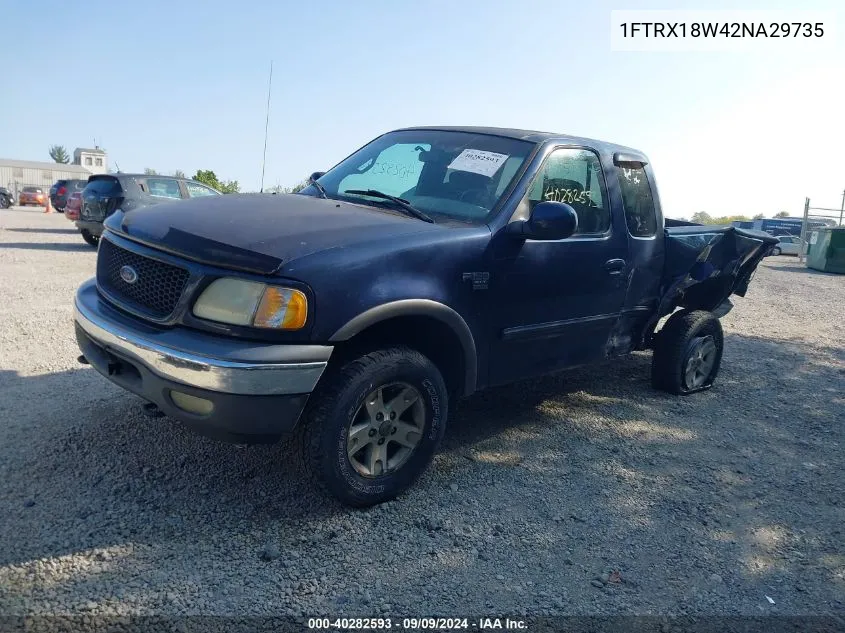 2002 Ford F-150 Lariat/Xl/Xlt VIN: 1FTRX18W42NA29735 Lot: 40282593