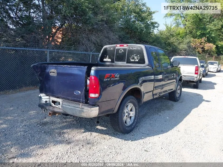 2002 Ford F-150 Lariat/Xl/Xlt VIN: 1FTRX18W42NA29735 Lot: 40282593