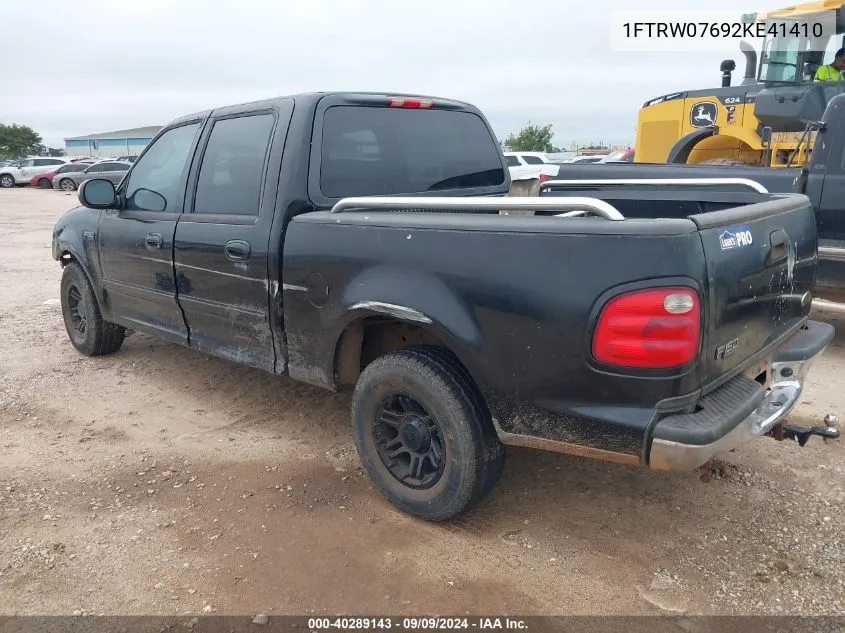 2002 Ford F-150 Lariat/Xlt VIN: 1FTRW07692KE41410 Lot: 40289143