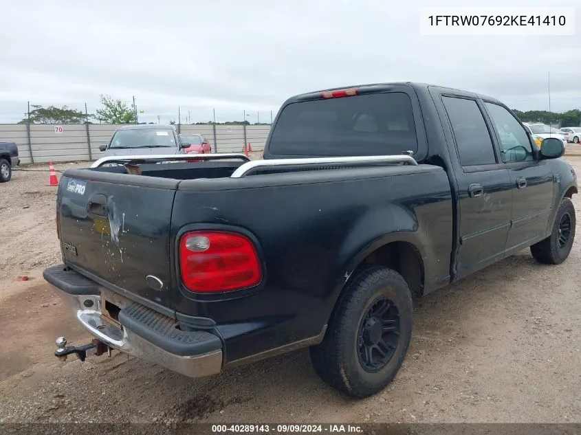 2002 Ford F-150 Lariat/Xlt VIN: 1FTRW07692KE41410 Lot: 40289143