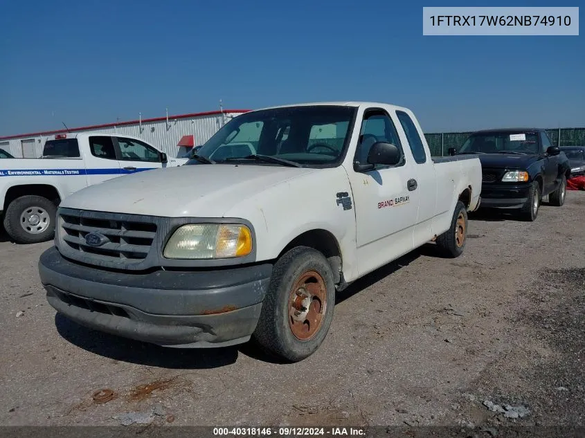 2002 Ford F-150 Lariat/Xl/Xlt VIN: 1FTRX17W62NB74910 Lot: 40318146