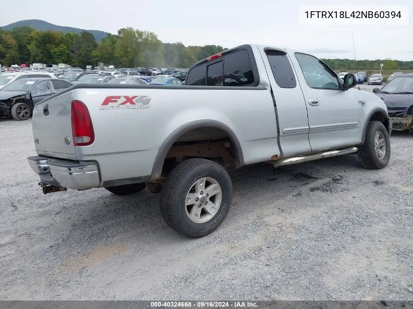 2002 Ford F150 VIN: 1FTRX18L42NB60394 Lot: 40324668