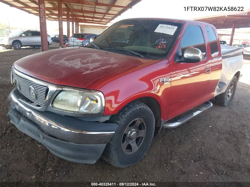 2002 Ford F150 VIN: 1FTRX07W82KA58622 Lot: 40325411