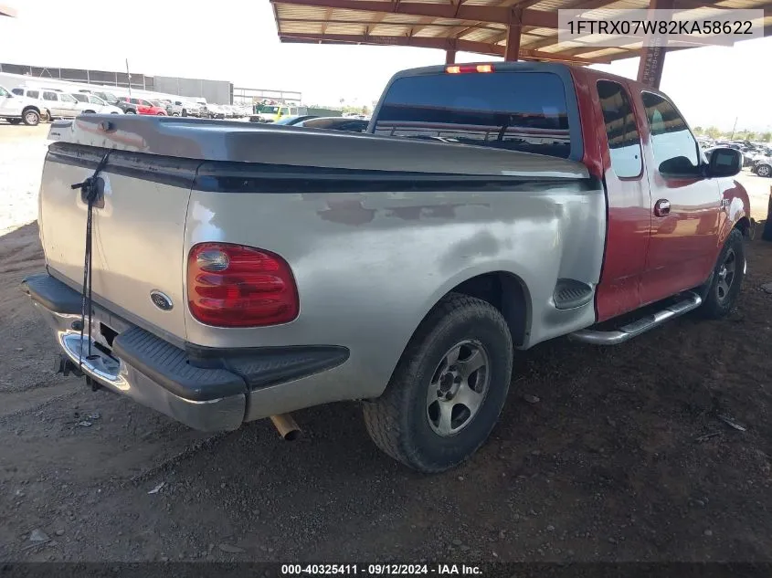 2002 Ford F150 VIN: 1FTRX07W82KA58622 Lot: 40325411