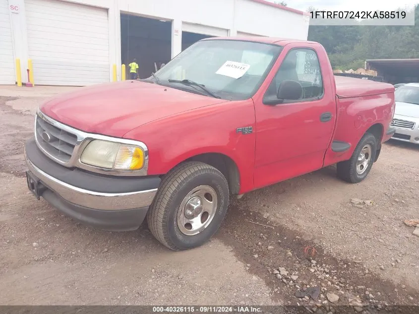 2002 Ford F-150 Xl/Xlt VIN: 1FTRF07242KA58519 Lot: 40326115