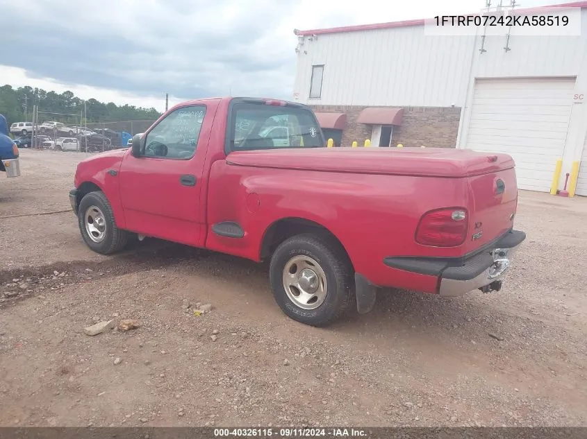 2002 Ford F-150 Xl/Xlt VIN: 1FTRF07242KA58519 Lot: 40326115