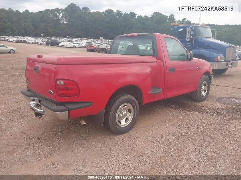 2002 Ford F-150 Xl/Xlt VIN: 1FTRF07242KA58519 Lot: 40326115