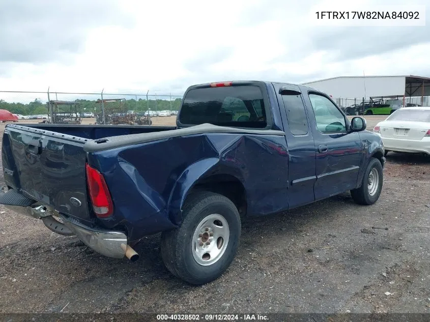 2002 Ford F-150 Lariat/Xl/Xlt VIN: 1FTRX17W82NA84092 Lot: 40328502