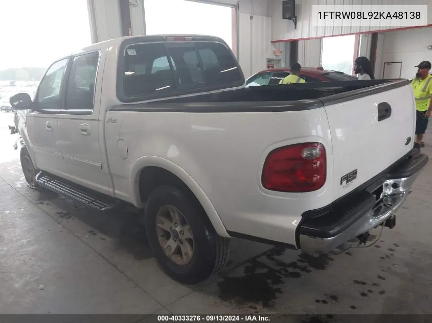 1FTRW08L92KA48138 2002 Ford F150 Supercrew