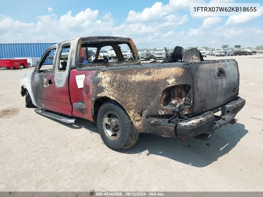 2002 Ford F-150 Lariat/Xl/Xlt VIN: 1FTRX07W62KB18655 Lot: 40342955