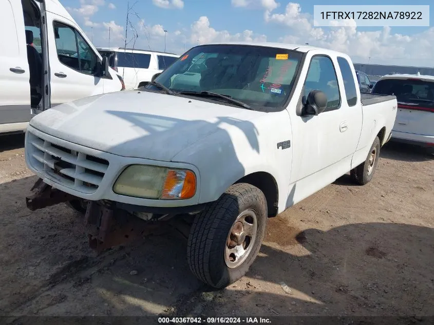 2002 Ford F-150 Xl/Xlt VIN: 1FTRX17282NA78922 Lot: 40367042