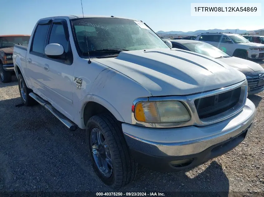 2002 Ford F-150 Lariat/Xlt VIN: 1FTRW08L12KA54869 Lot: 40375250