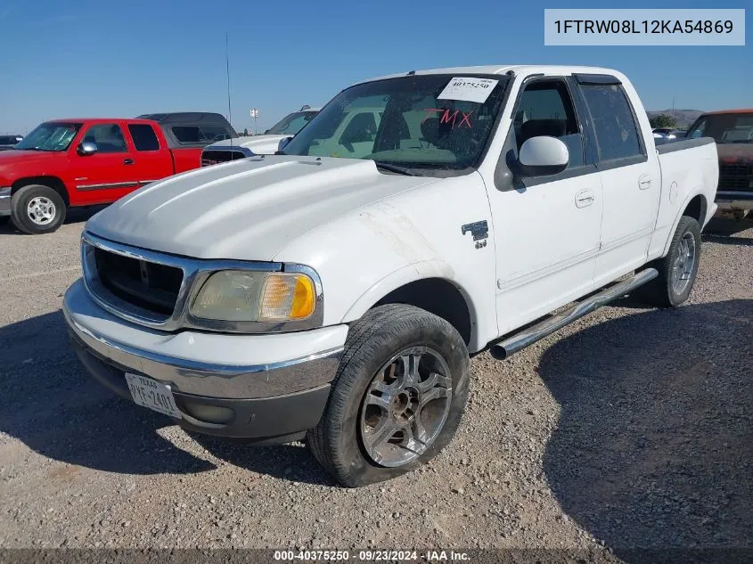 2002 Ford F-150 Lariat/Xlt VIN: 1FTRW08L12KA54869 Lot: 40375250