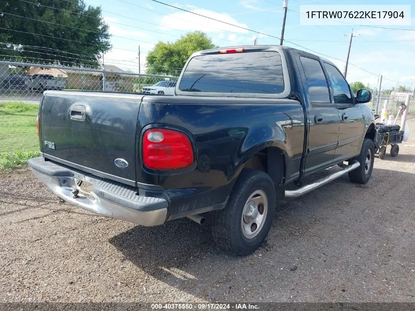 2002 Ford F-150 Lariat/Xlt VIN: 1FTRW07622KE17904 Lot: 40375550