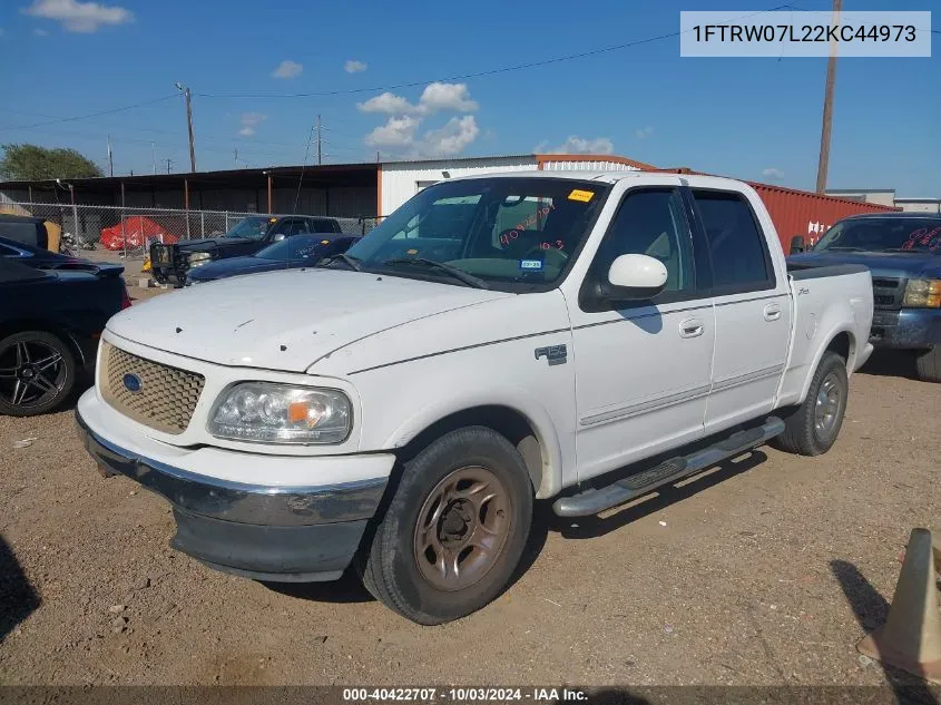 2002 Ford F-150 Lariat/Xlt VIN: 1FTRW07L22KC44973 Lot: 40422707